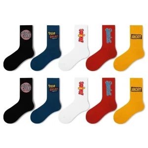 Premium Combed Cotton Women’s Crew Socks Soft Breathable Kawaii Cartoon Embroidered Socks Fashion Casual Mid calf Socks for Lady