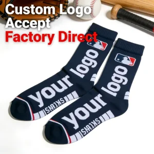 Premium Comfortable Braided Combed Organic Cotton Crew Baseball Socks Anti odor Cushioned Thin Quick Dry All Seasons Outdoor