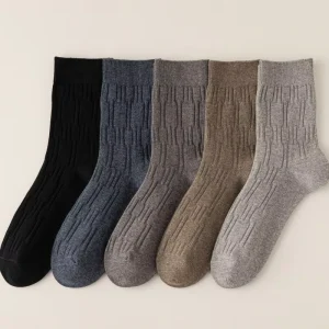 Premium Cotton Crew Business Office Dress Socks Men Spring Anti-Bacterial Breathable Black Customizable Colors