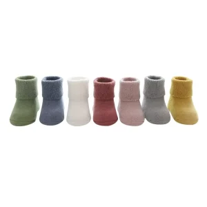 Premium Cotton Thickened Baby Terry Socks Soft Winter Warm Anti Slip Crew Casual with Interior Loop Cushioning