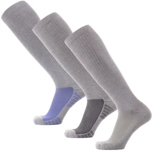 Premium Crew Compression Socks White Anti slip Knitted Breathable Autumn Gym Use Knee High Sport Socks for Women