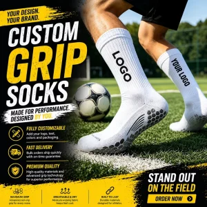 Premium Custom Soccer Grip Socks Low MOQ Fast Shipping Anti Slip Comfort Sports Socks