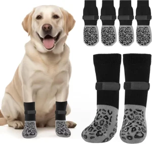 Premium Design Dog Socks for Large Dogs Extra Grip for Maximum Floor Protection Adjustable Straps for Comfort Stability