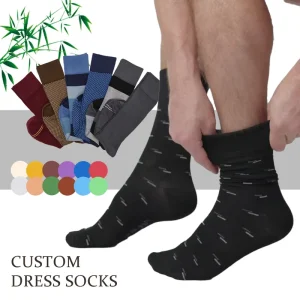 Premium Logo Men Socks Custom Business Dress Socks Oem Eco Friendly Crew Dot Design Designer Customized Luxury Bamboo Socks