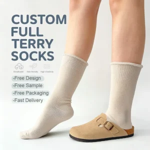 Premium Professional Full Terry Socks Cushioned Sport Running Custom Logo Soccer Sports Socks Cotton Terry