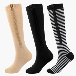 Premium Quality Men Women 20 30 Mmhg Nude Color Calf Knee High Zipper Compression Socks