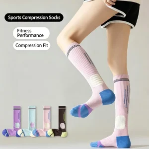 Premium Women Knee High Compression Socks for Running Fitness