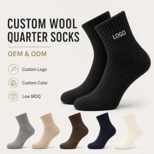 Premium Wool Quarter Socks OEM ODM Custom Logo Warm Breathable Soft Winter Sports Socks Low MOQ Factory Supplier