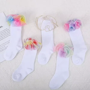 Pretty Ruffle Kids Socks Double Lace Princess Dress Cotton Comfortable Dance Parties Socks