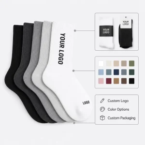 Price Knitted Soft Cotton Sports Socks Custom Logo Crew Socks With Packaging