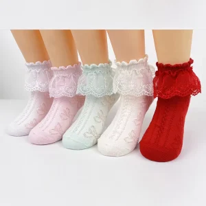 Princess Kids Designer Children Cute Cotton Lace Fluffy Socks for Girls