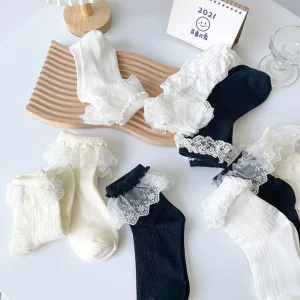 Princess Lovely Lace Socks Women Spring Autumn Cotton Socks Japanese Lolita White Ankle Lace Socks