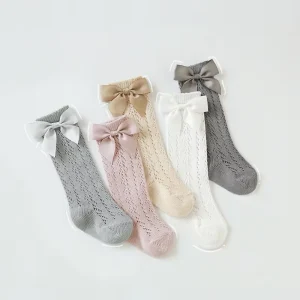 Princess Summer Kawaii Bow Thin Mesh Tube Socks Breathable Soft Cotton Spanish Baby Kids Socks