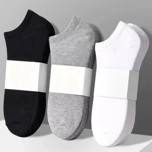 Printed Knit Crew Short Socks Solid Color Ankle Support Men Socks for Sport