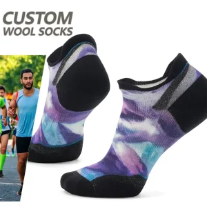 Printing Merino Wool Socks Personalized Low Ankle Athletic Running Merino Wool Socks