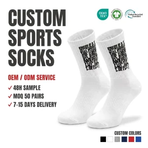 Private Label Custom Logo Men’s Breathable Fabric Sports Socks Combed Cotton Ribbed Crew Athletic Socks For Hiking OEKO TEX 100