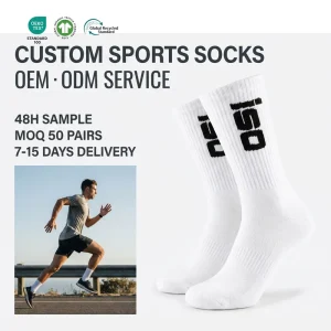 Private Label Custom Logo Men’s Outdoor Sports Socks Quick Dry 82% Cotton Arch Support Anti Odor Socks For Running MOQ 50