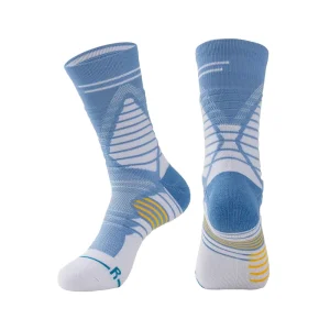 Professional Anti-Bacterial Autumn Basketball Socks Thickened Men’s Mid-Calf Striped Jacquard Cotton Breathable Elite