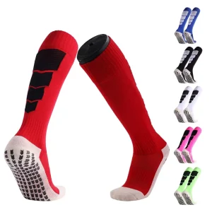 Professional Anti Slip Customized Logo Cotton Grip Breathable Sport Crew High Knee Socks for Youth Spring