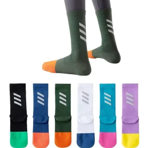 Professional Autumn Knitted Cycling Compression Socks Crew Reflective Quick Drying Sweat Absorbing Breathable