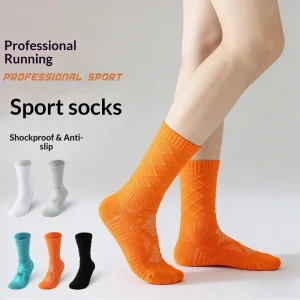 Professional Basketball Crew Socks Thick Towel Soles Shock-Absorbing Wear-Resistant Breathable Solid Men’s Cotton Socks