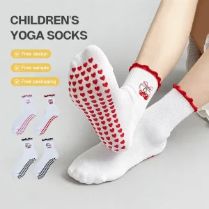Professional Children’s Crew Fitness Pilates Sports Cotton Socks Sweat-Absorbent Non-slip Cartoon Design Autumn Yoga