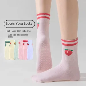 Professional Children’s White Mid Length Fitness Pilates Sports Casual Crew Socks Non Slip Yoga Knitted Spandex Polyester Cotton