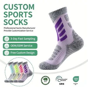 Professional Custom Mid-Calf Quick-Dry Wool Socks for Men and Women Winter Crew Style Knitted with Logo for Outdoor Sports