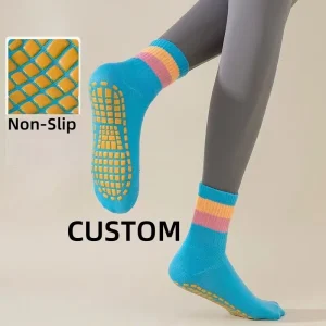 Professional High-Crew Design Women’s Indoor Fitness Trampoline Dance Socks Non-Slip Solid Cotton Cute Seasonal Jumping Yoga
