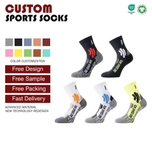Professional Knitted Sports Socks Men Running Spring Marathon Fitness Outdoor Hiking Trendy Crew Letter Towel Bottom Cuff Body