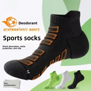 Professional Marathon Badminton Running Socks for Men’s Women’s Autumn Knitted Anti Bacterial Thick Cotton Blend Basketball