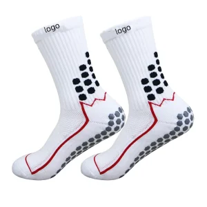 Professional Men’s Anti Slip Football Socks Thickened Mid Calf Training Running Athletic Crew Soccer Socks with Bottom Logo