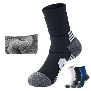 Professional Men’s Autumn Knitted Basketball Socks Mid-Calf Thick Towel Bottom Anti-Bacterial Marathon Running Socks