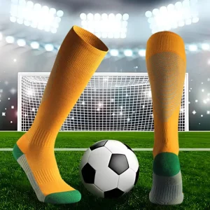 Professional Men’s Knitted Anti Slip Sports Socks High Tube Knee Soccer Running Training Thickened Towel Sports Socks