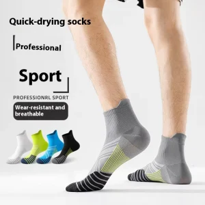Professional Men’s Summer Thin Crew Running Socks Quick Drying Breathable Marathon Sports Zhuji Knitted Technique