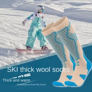 Professional Merino Wool Ski Socks for Men Women Thickened Warm Snow Tube Hiking Socks Towel Bottom Long Autumn Winter Crew Body