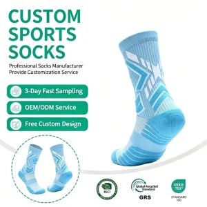 Professional Mid-Calf Color-Block Knitted Anti-Friction Sweat-Absorbing Polyester/Cotton Sports Socks for Men Women Running