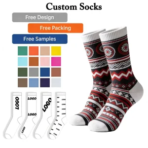 Professional OEM Cotton Digital Printing Autumn Knitted Retro Style Crew Socks for Athletic Training