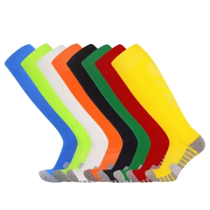 Professional Padded Knee High Soccer Crew Socks Spring Knitted Adults Sports Anti Bacterial Breathable