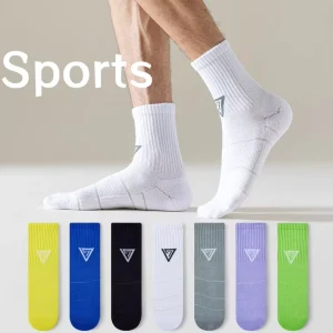 Professional Running Sports Socks for Men Solid Color Sweat Absorbing Towel Bottom Multi color Cotton Socks