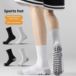 Professional Sports Floor Socks for Football Training Mesh Sweat Absorbing Breathable Thickened Mid Calf Non Slip Crew Autumn