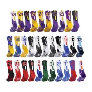Professional Training Crew Sports Socks for Children Basketball Elite Ball Socks with Number Spring