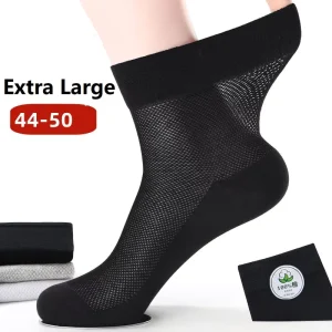 Pure Black Summer Thin Medium-sized Large Size Men’s Mesh Breathable Plus Fat Plus Size Business Socks