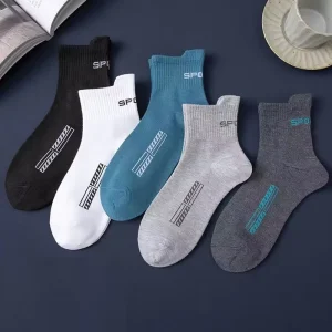 Pure Color Cotton Sports Running Socks Breathable Sweat Absorption Medium Casual Style for Spring Summer High Ankle Business