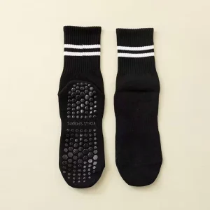 Pure Cotton Crew Grip Yoga Socks Long Pilates Grip Sport Socks Custom Yoga Socks With Grips