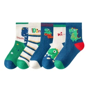 Pure Cotton Summer Thin Crew Socks for Boys Girls Comfortable Breathable Cartoon Mesh Design Casual Style Knitted Crew Style