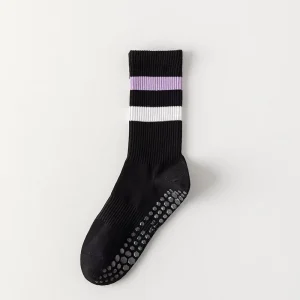 Pure Cotton Yoga Socks for Women Mid calf Socks for Autumn and Winter Custom Anti slip Boneless Fitness Pilates Socks Spor