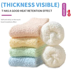 Purple Pink Fluffy Thick Winter Sleeping Tube Terry Socks for Women Girls Cozy Thermal Thickened Socks One Spandex Light