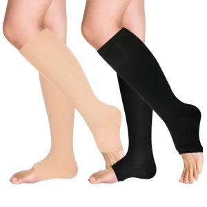 Quality 20 30 MmHg Knee High Socks Open Toe Calf Medical Compression Stockings for Women & Men