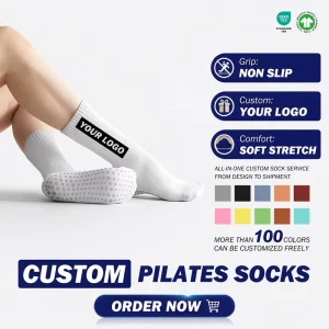Quality Anti Slip Pilates Yoga Socks Solid Skin Friendly Breathable Quick Drying Crew Yoga Cuff Bottom Print Socks